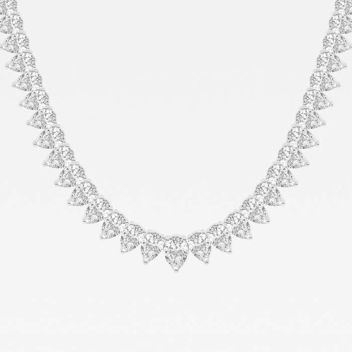 21 1/2 ctw Pear Lab Grown Diamond Graduated Tennis Necklace